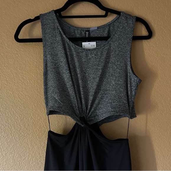 DIVIDED H&M Black & Gray Knot Cut Out Dress - Size Small - New With Tags - Picture 2 of 6
